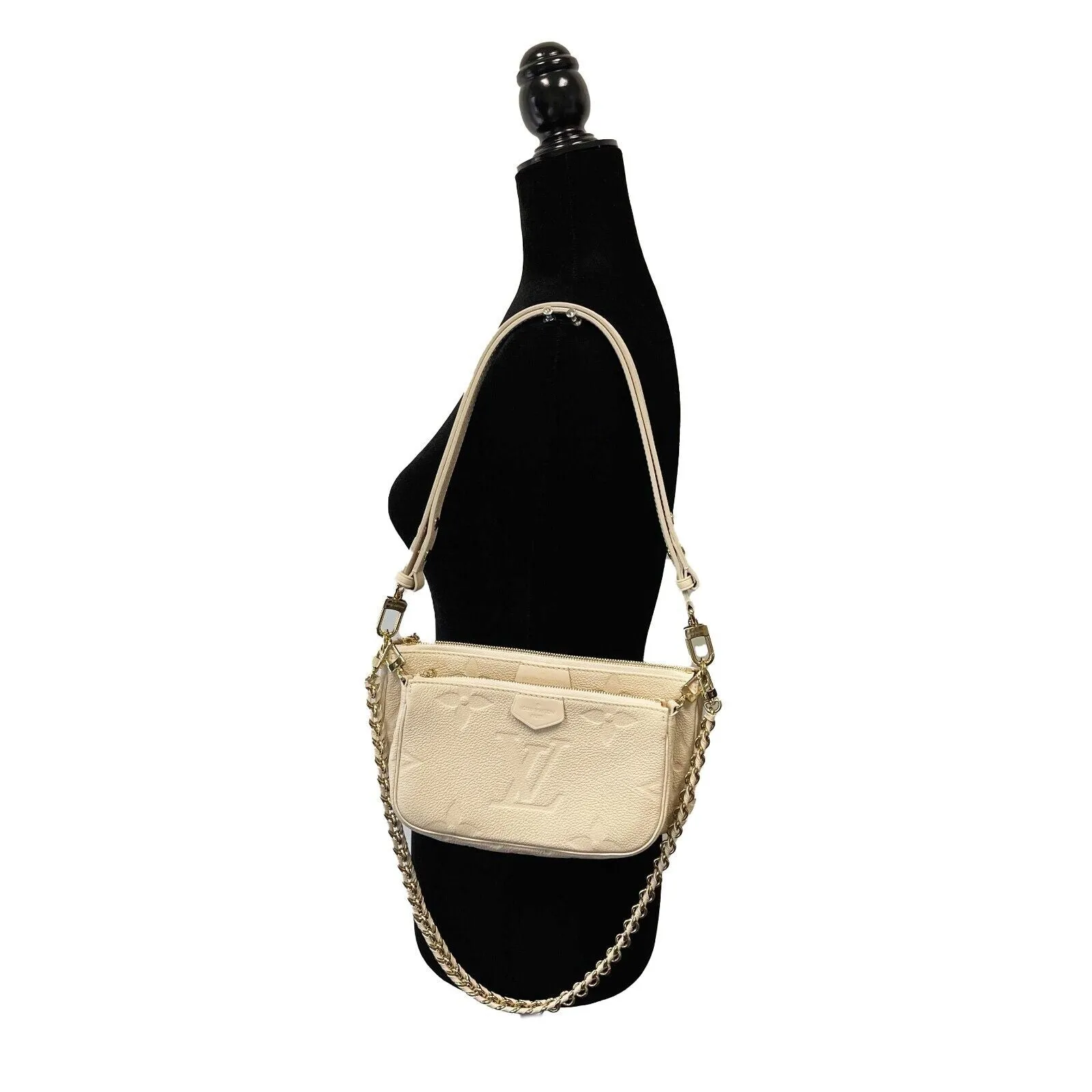 Louis Vuitton - NEW Cream Giant Monogram Empreinte Multi Pochette Accessories
