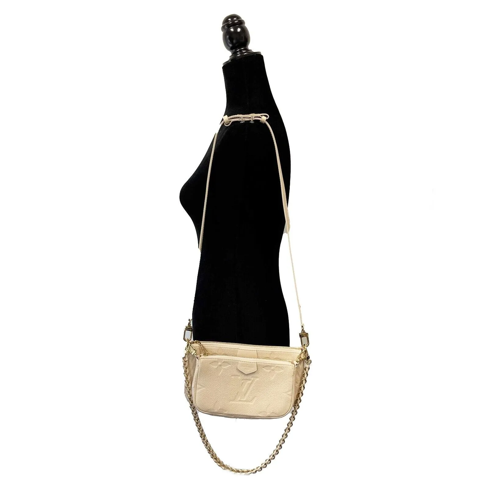 Louis Vuitton - NEW Cream Giant Monogram Empreinte Multi Pochette Accessories
