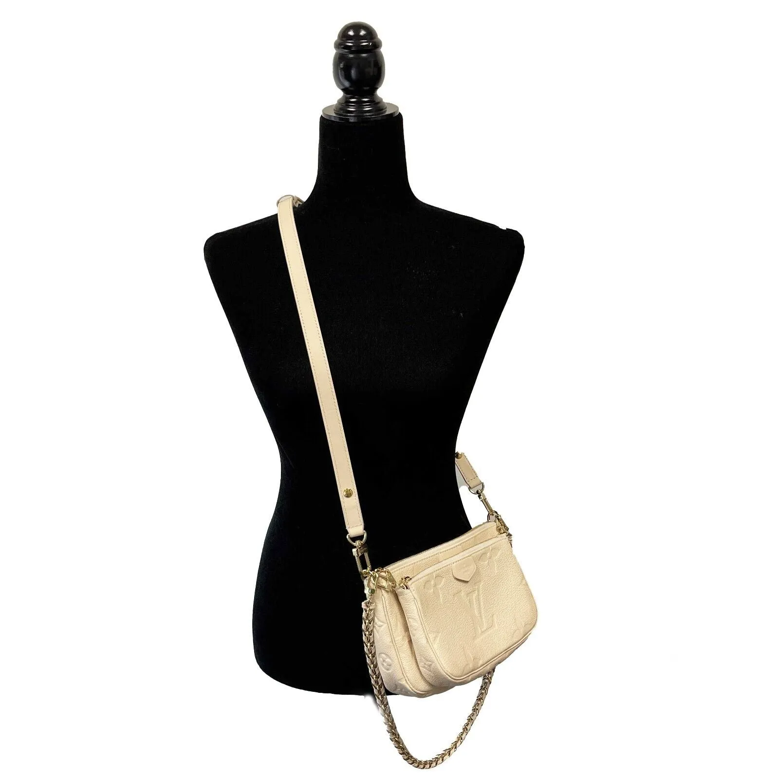 Louis Vuitton - NEW Cream Giant Monogram Empreinte Multi Pochette Accessories