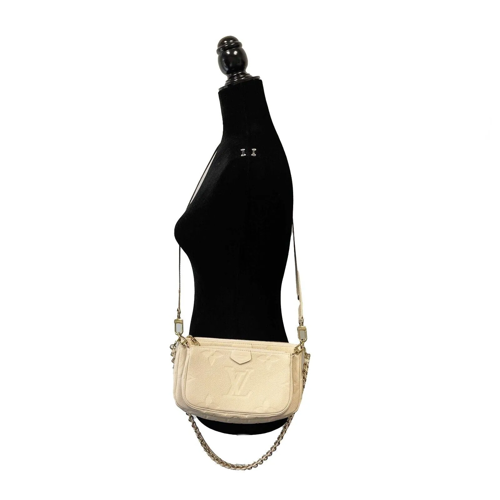 Louis Vuitton - NEW Cream Giant Monogram Empreinte Multi Pochette Accessories