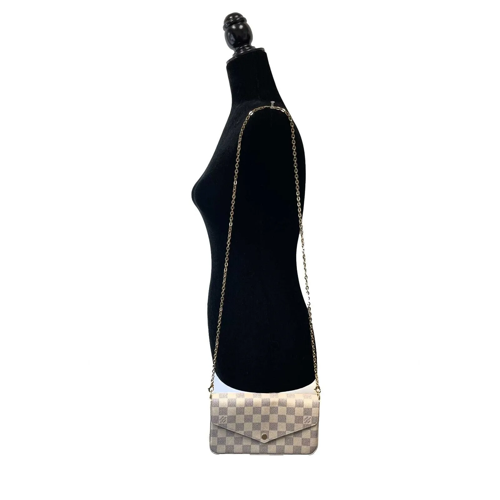 Louis Vuitton - The Pochette Félicie in Damier Azur Canvas w/ Crossbody Chain
