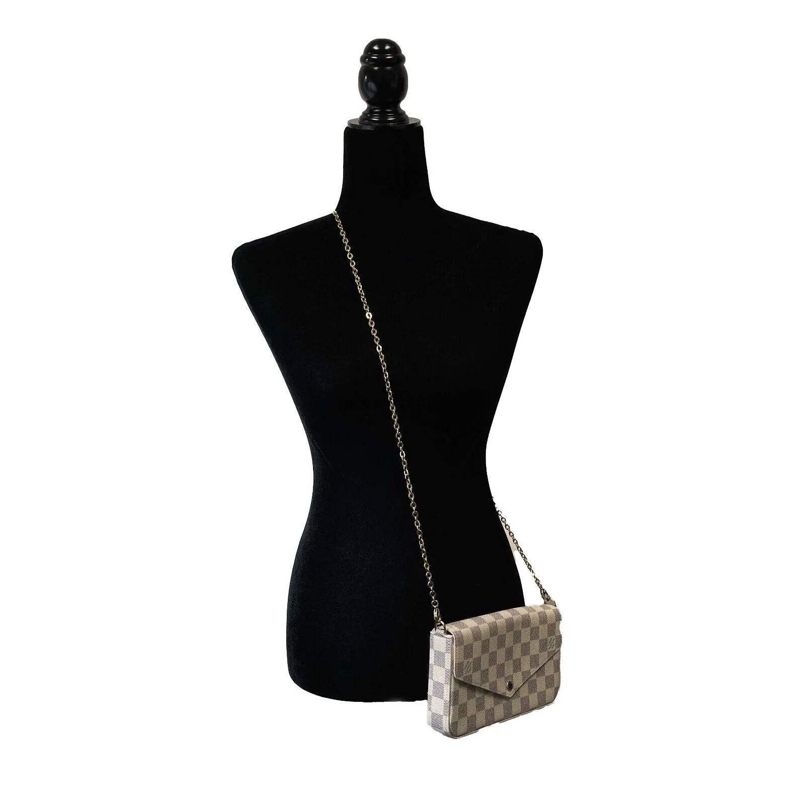 Louis Vuitton - The Pochette Félicie in Damier Azur Canvas w/ Crossbody Chain