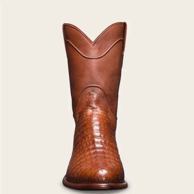 Luxury Edition - Tan Italian Leather Bastrop Slip On Zipper Western Cowboy Boots - GOODYEAR WELTED FIDDLE BACK VIOLIN SOLE - Cowboy Boots