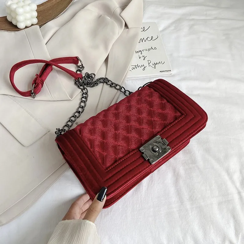 Luxury Velvet Crossbody Handbag