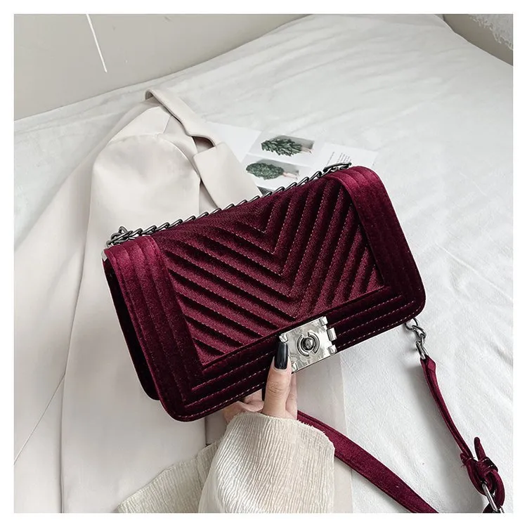 Luxury Velvet Crossbody Handbag
