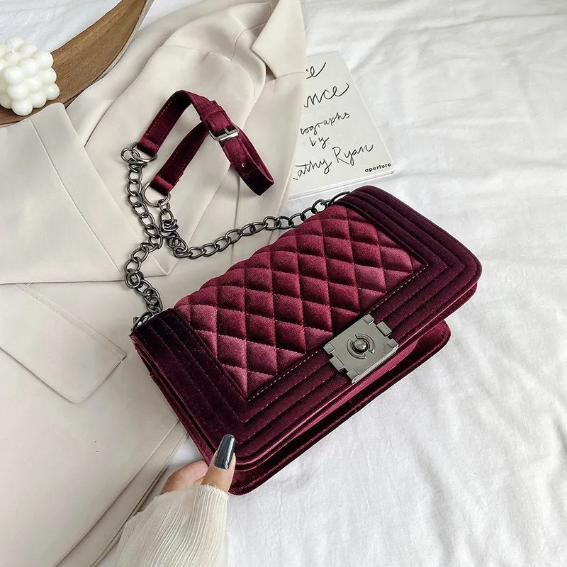 Luxury Velvet Crossbody Handbag