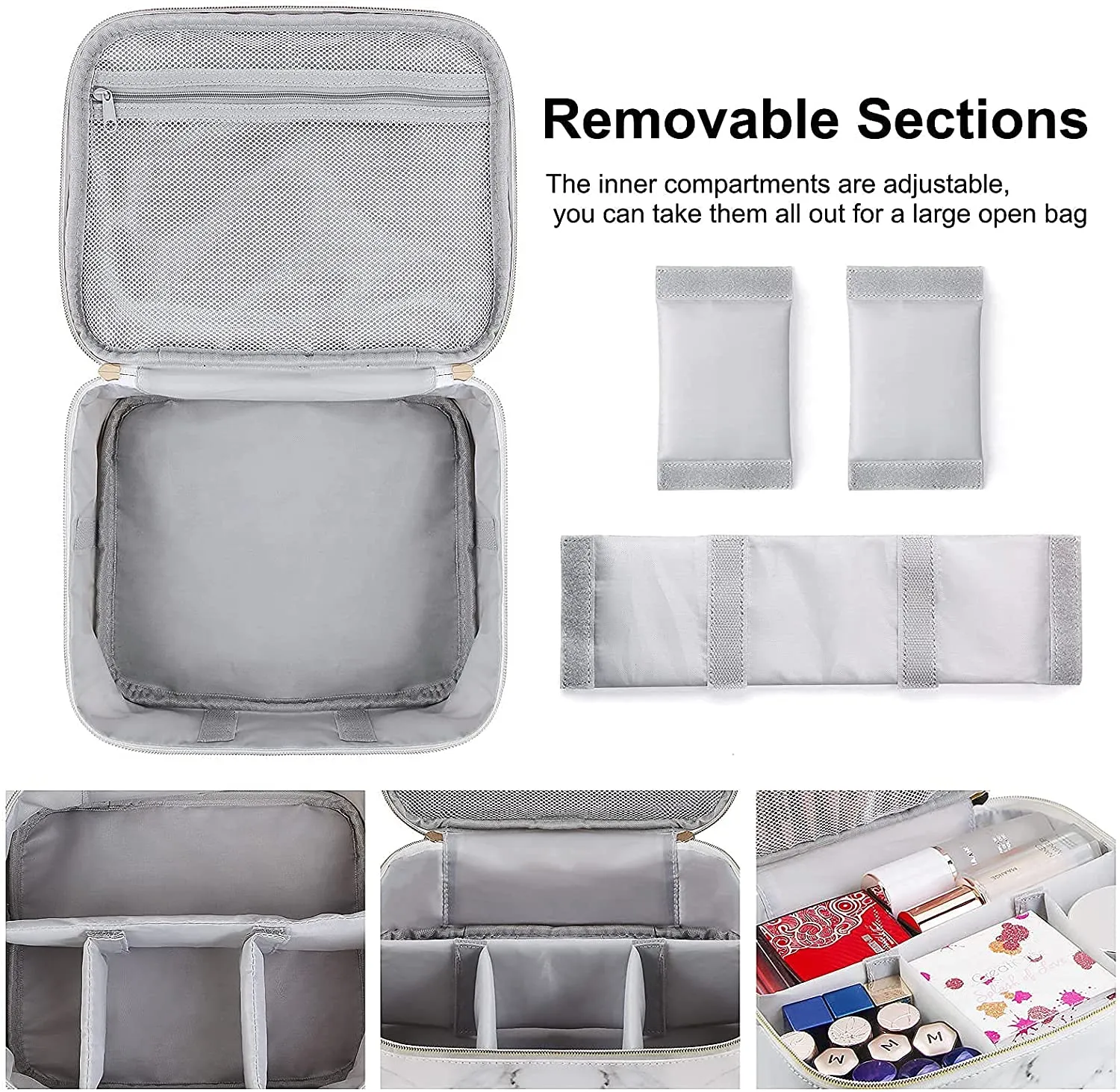 MAANGE Makeup Bag Cosmetic Bags with Gold Zipper Travel Make Up Bag for Women Portable Makeup Case Organizer Toiletry Bag for Women and Girls