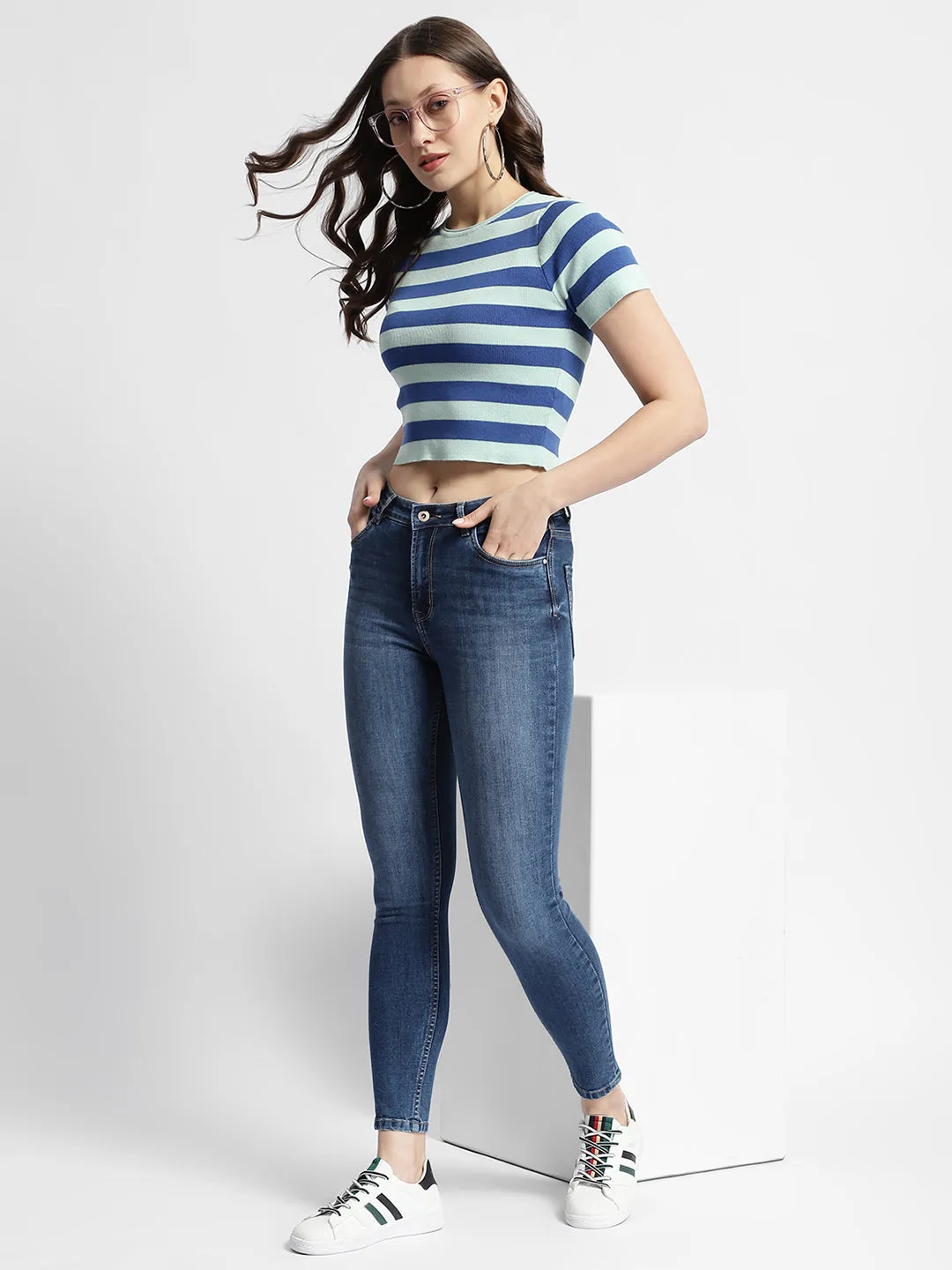 Madame Mid Rise Blue Skinny Fit Jeans