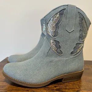 Madden Girl Tinaa Girls Denim Rhinestone Cowboy Boots NWT Size 3