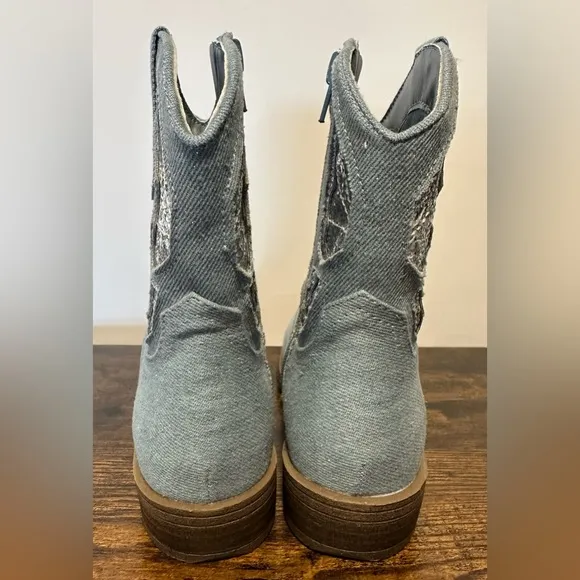Madden Girl Tinaa Girls Denim Rhinestone Cowboy Boots NWT Size 3