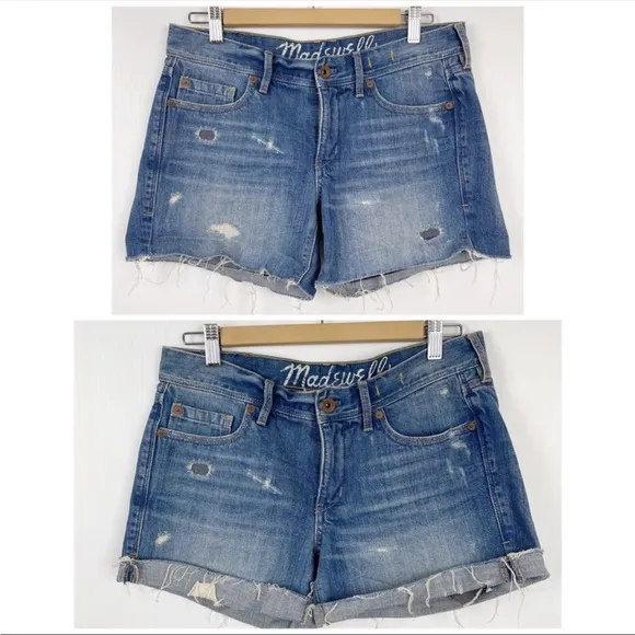Madewell distressed Denim Shorts Raw Hem 28
