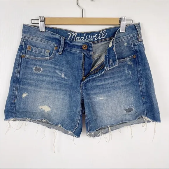 Madewell distressed Denim Shorts Raw Hem 28