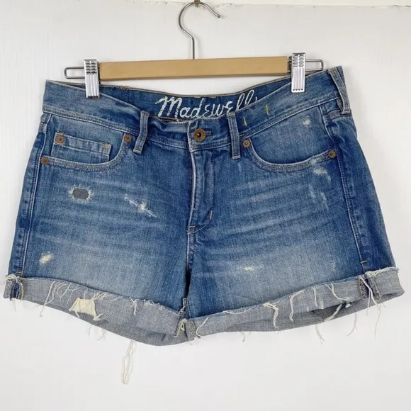 Madewell distressed Denim Shorts Raw Hem 28