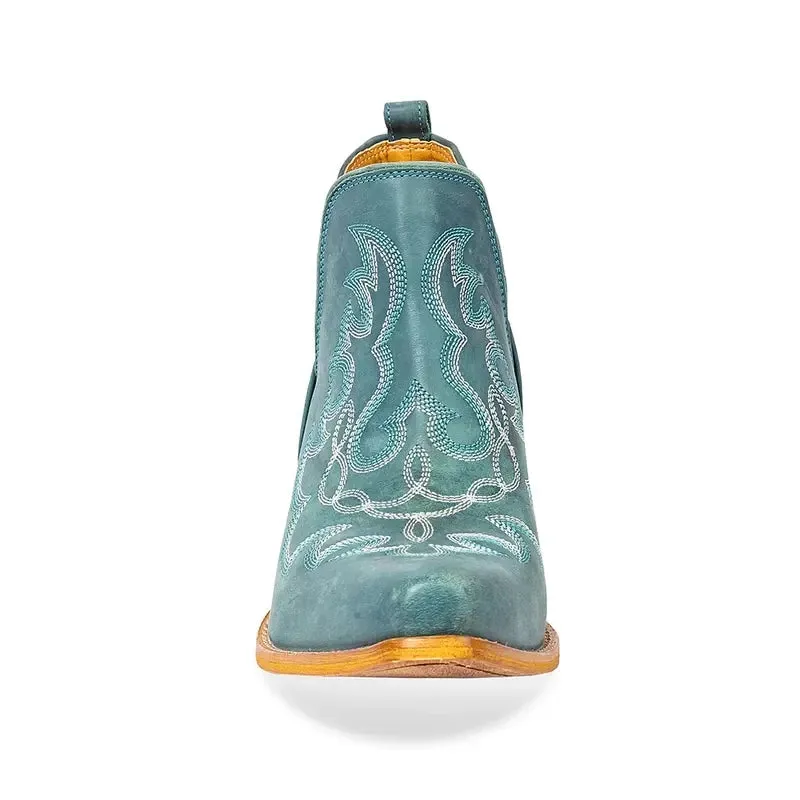 Maisie Stitched Leather Boots in Turquoise by Myra Bag
