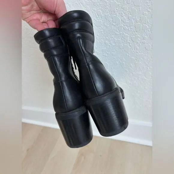 Marc Fisher Black Leather Laboni Combat Boots Size 10