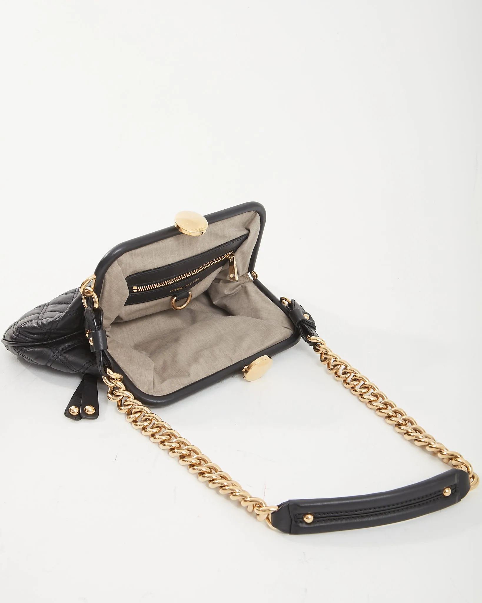 Marc Jacobs Black Leather Clutch Chain Shoulder Bag