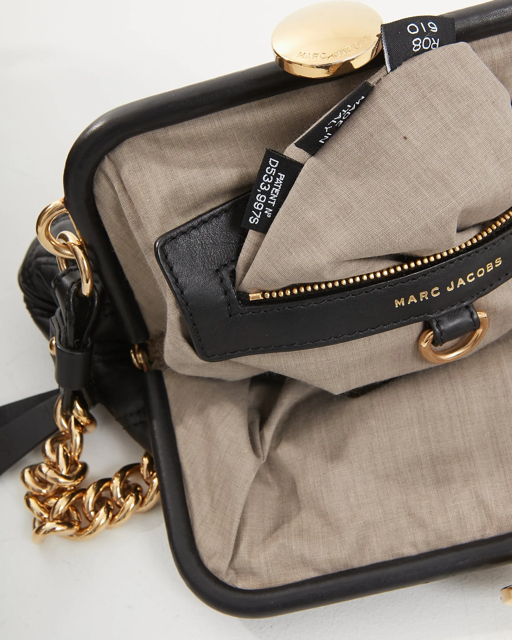 Marc Jacobs Black Leather Clutch Chain Shoulder Bag