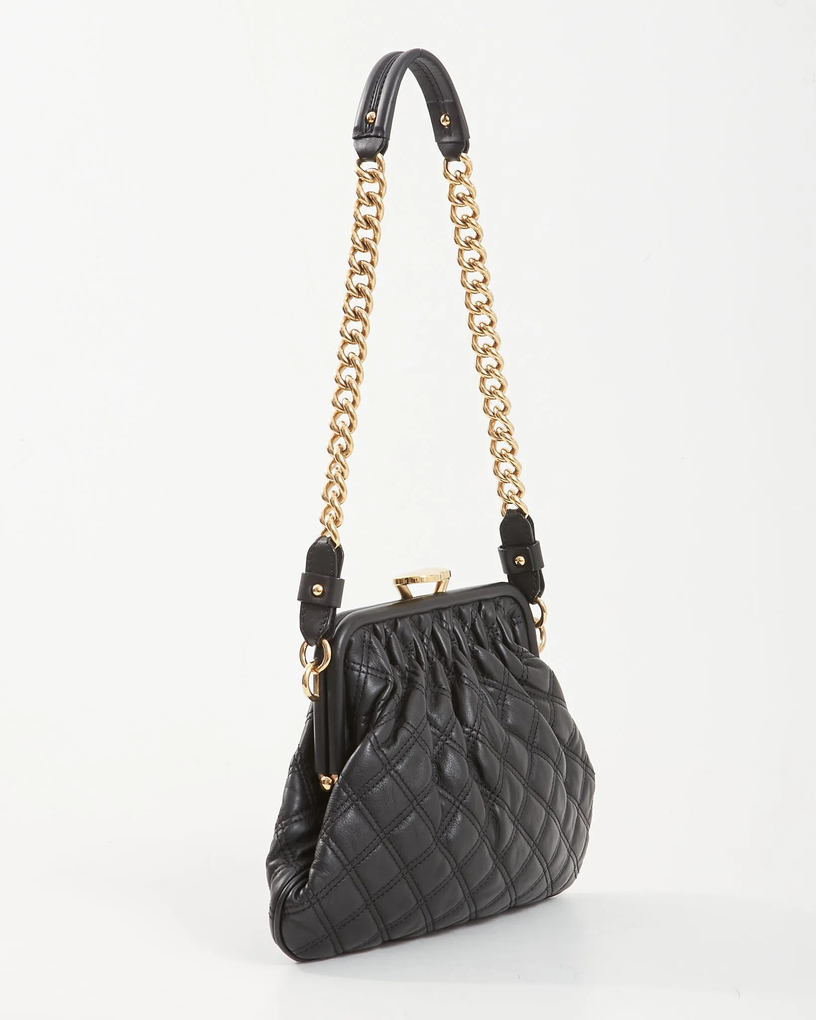 Marc Jacobs Black Leather Clutch Chain Shoulder Bag