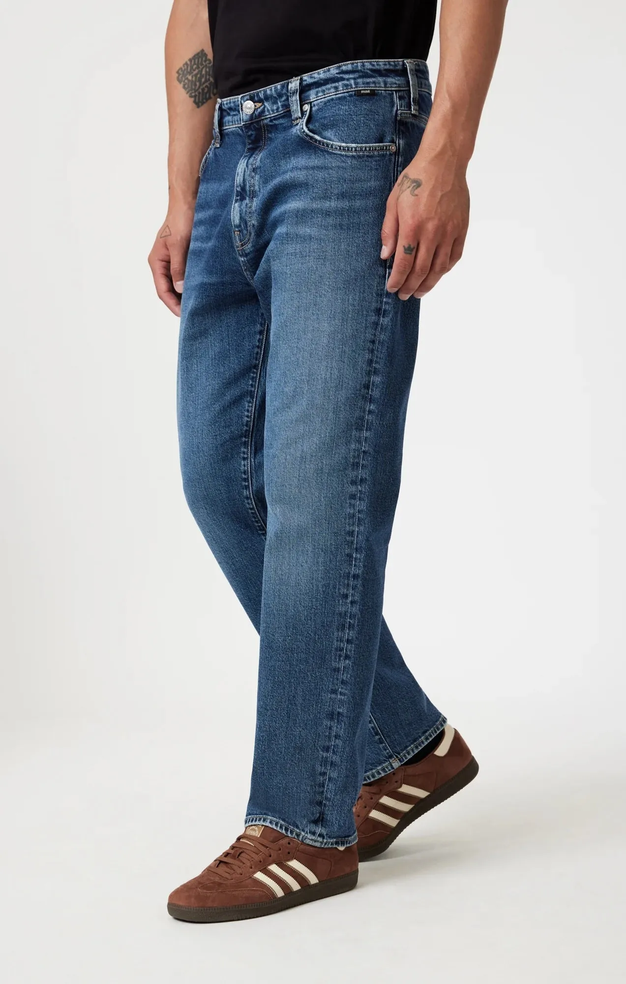 Marcel Loose Straight Leg Jeans | Mid Brushed Classic Blue