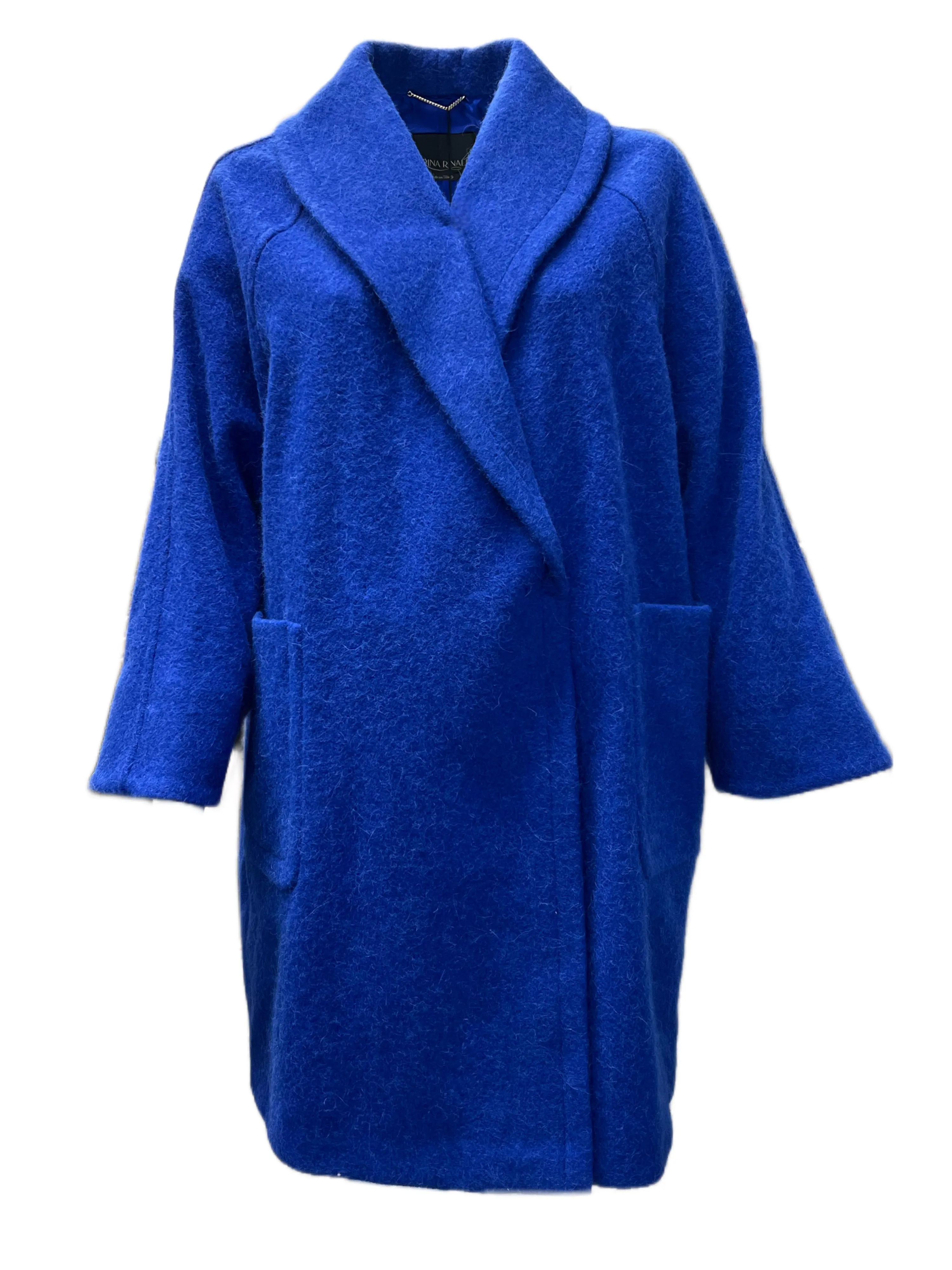 Marina Rinaldi Women's Blue Terminal Alpaca Blended Coat NWT