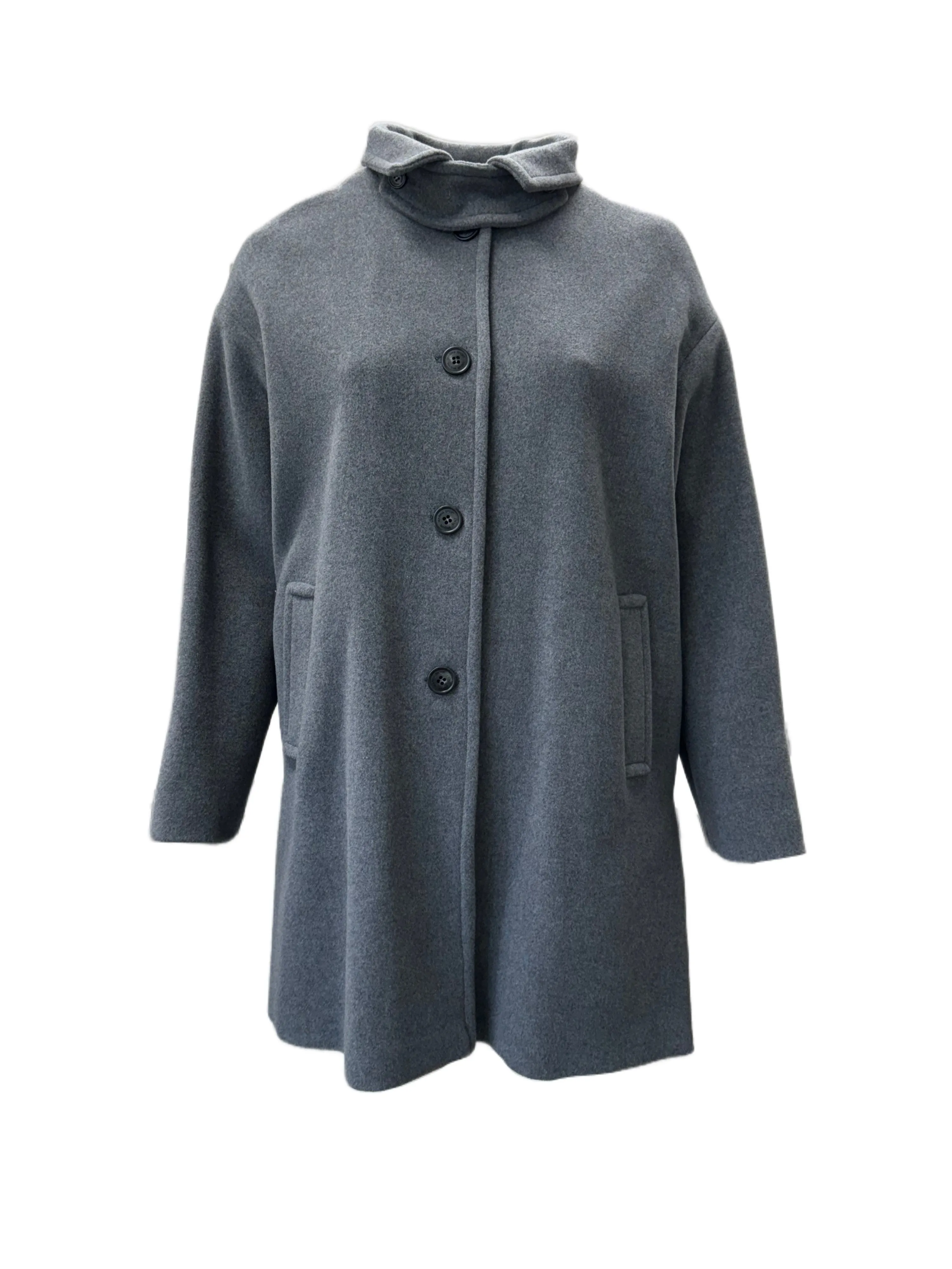 Marina Rinaldi Women's Grey Naiade Button Closure Coat NWT