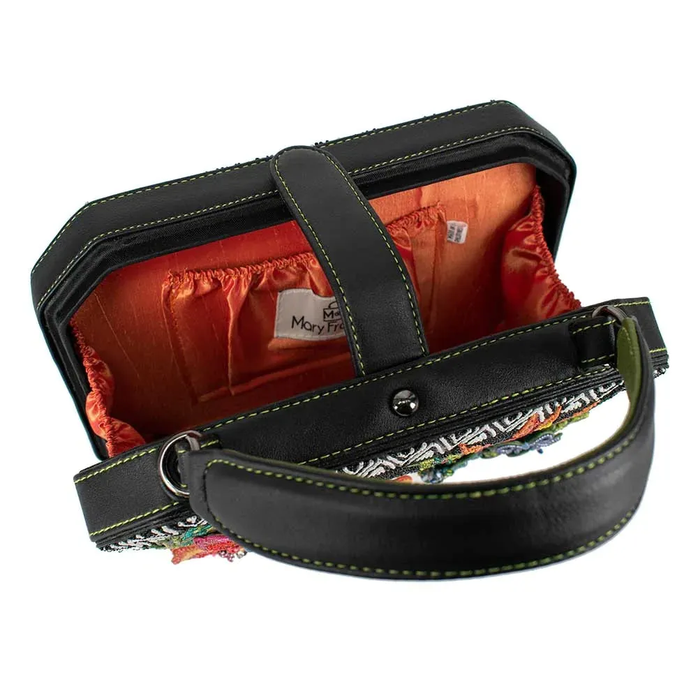Mary Frances Tropical Zone Top Handle Bag Paradise Black Beaded Shoulder Bag NEW