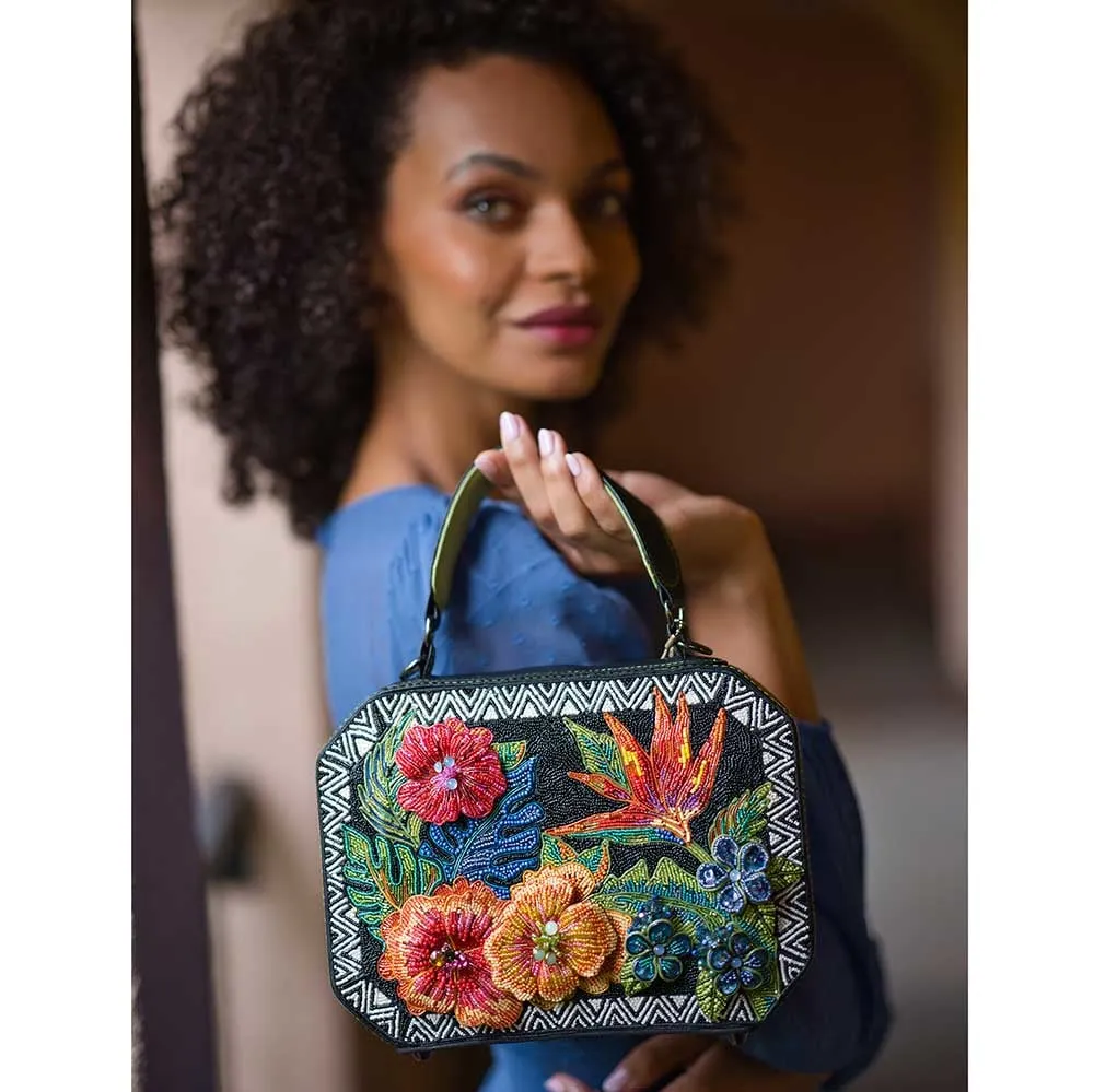 Mary Frances Tropical Zone Top Handle Bag Paradise Black Beaded Shoulder Bag NEW
