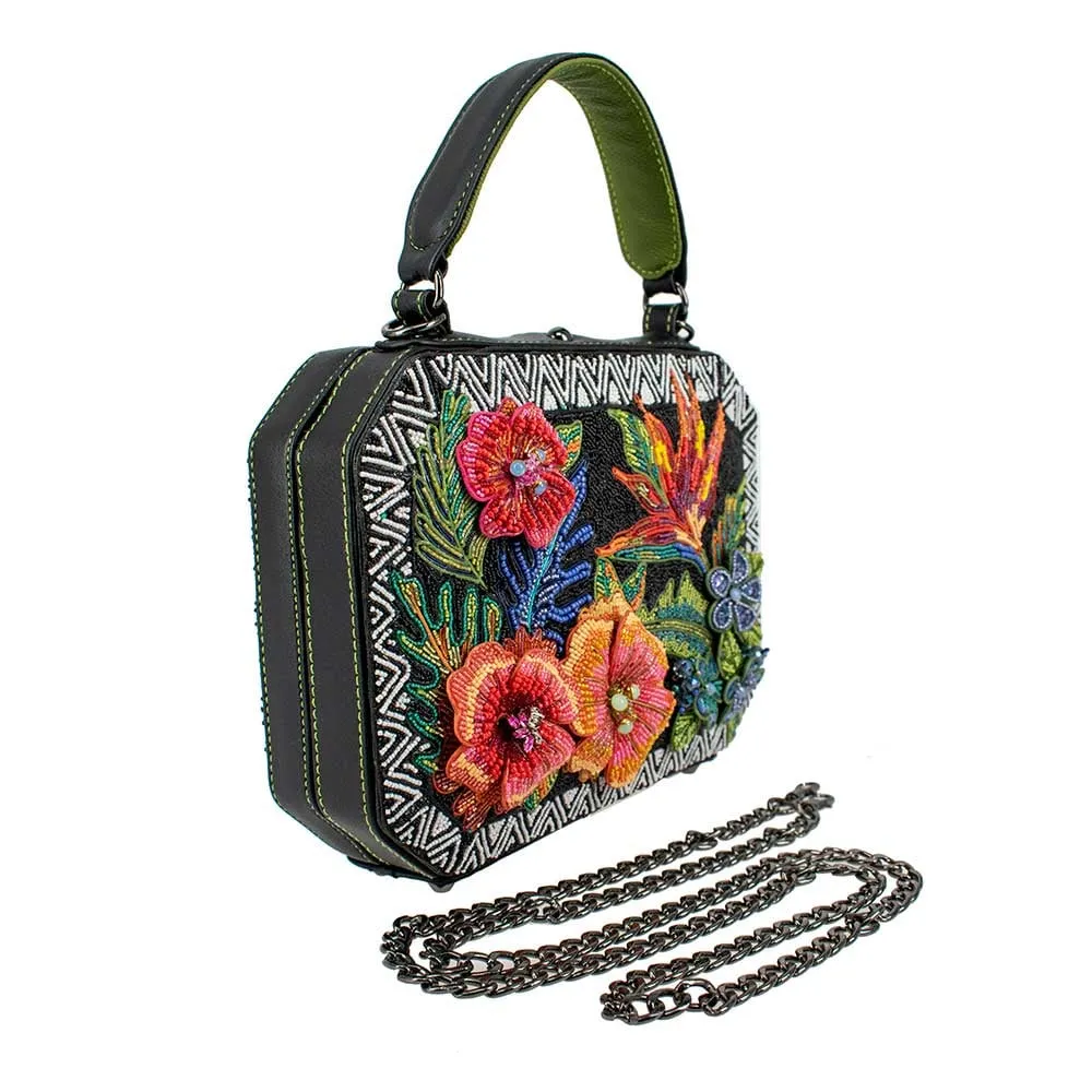 Mary Frances Tropical Zone Top Handle Bag Paradise Black Beaded Shoulder Bag NEW