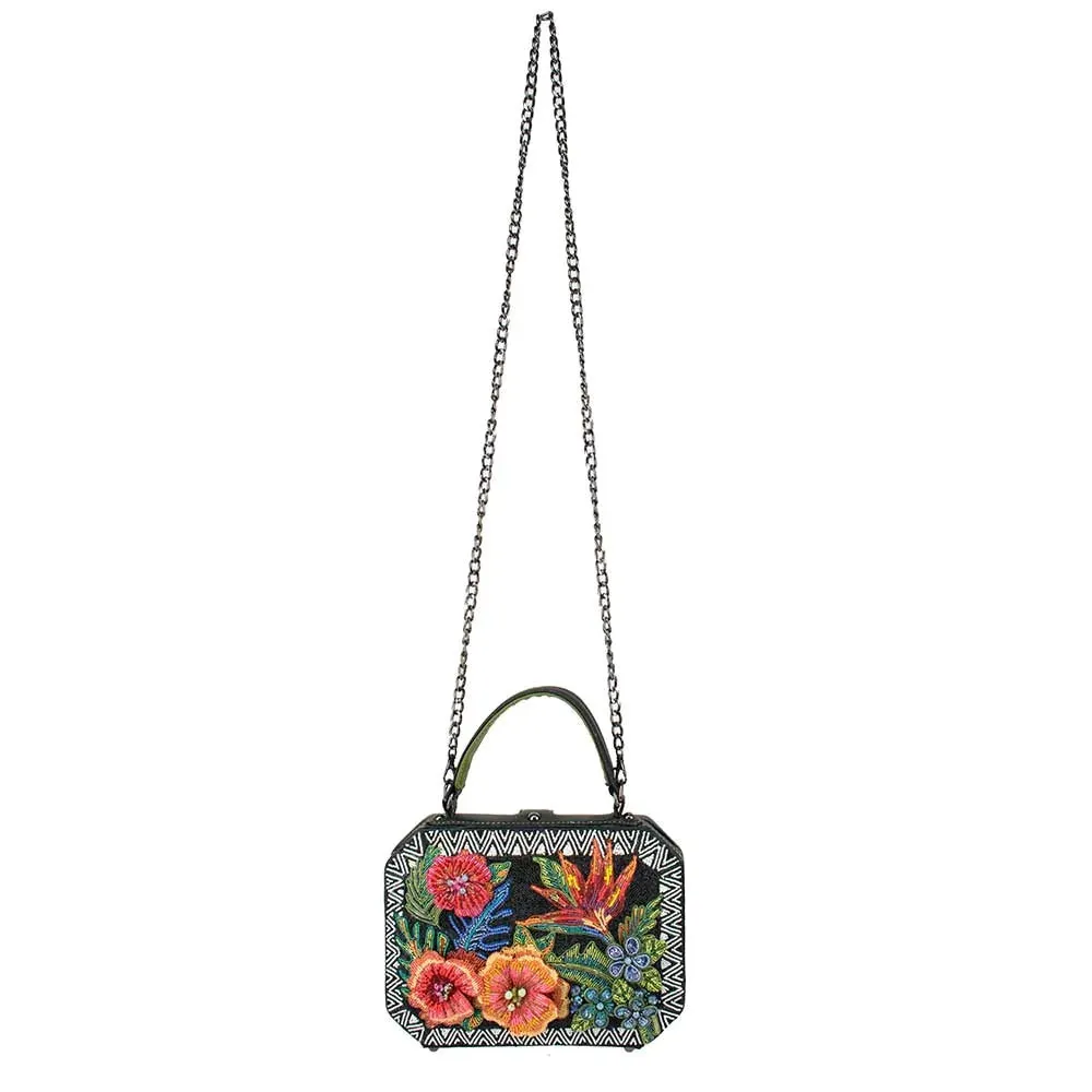 Mary Frances Tropical Zone Top Handle Bag Paradise Black Beaded Shoulder Bag NEW