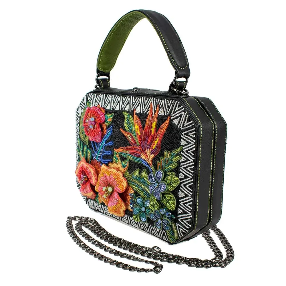 Mary Frances Tropical Zone Top Handle Bag Paradise Black Beaded Shoulder Bag NEW