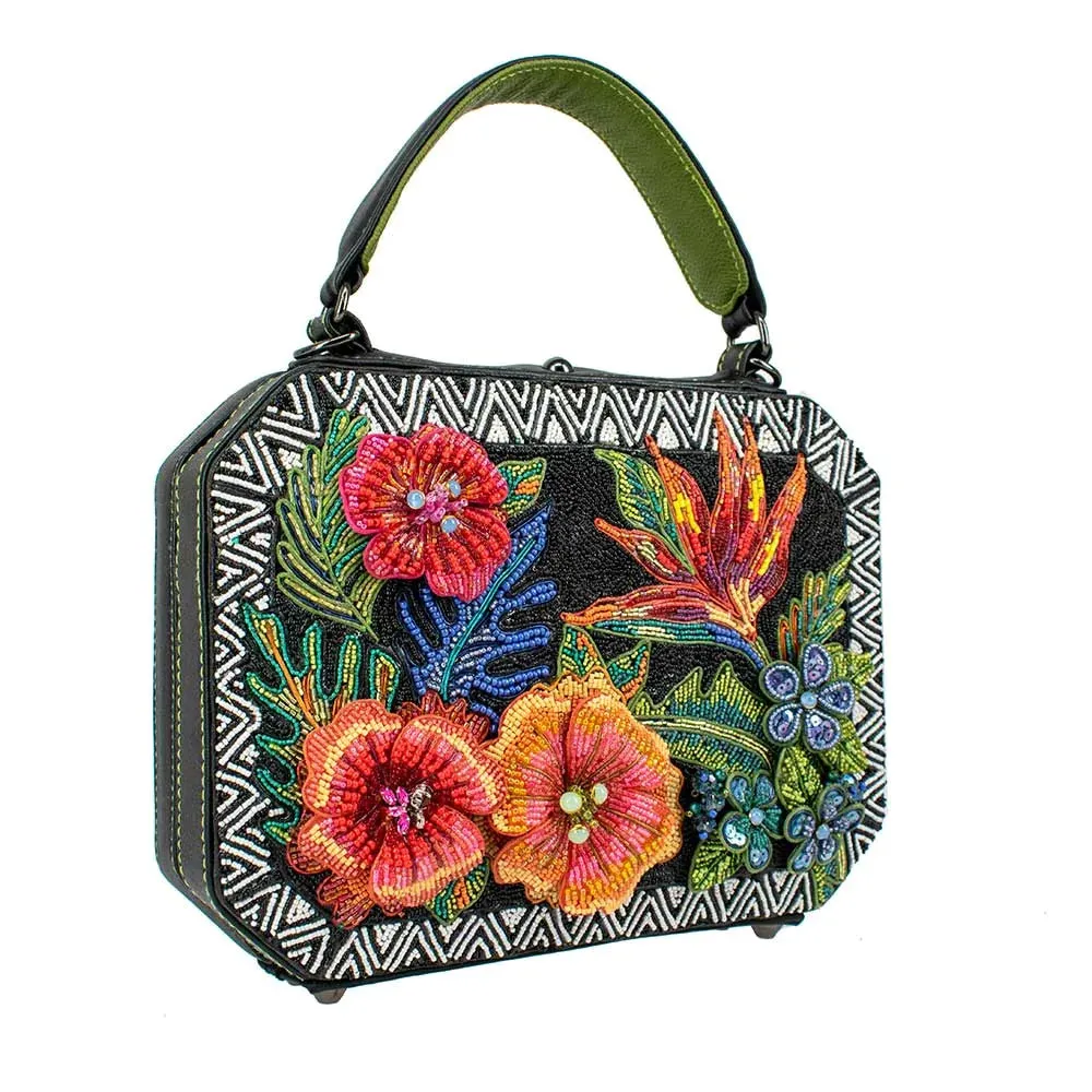Mary Frances Tropical Zone Top Handle Bag Paradise Black Beaded Shoulder Bag NEW