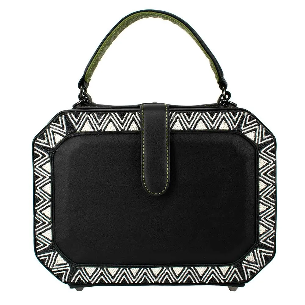 Mary Frances Tropical Zone Top Handle Bag Paradise Black Beaded Shoulder Bag NEW