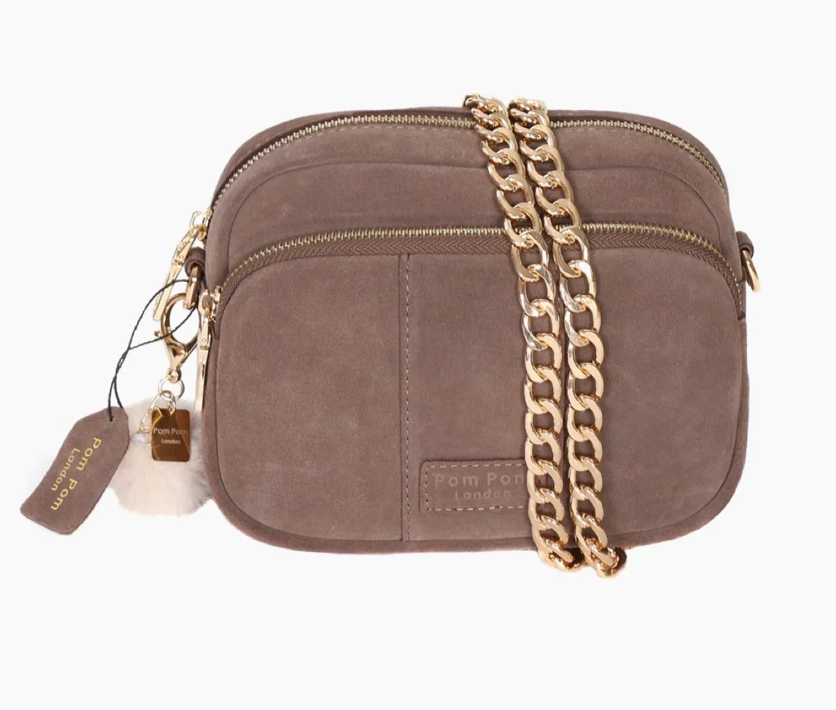 Mayfair Suede Bag Mocha & Strap Gold Chain