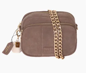 Mayfair Suede Bag Mocha & Strap Gold Chain