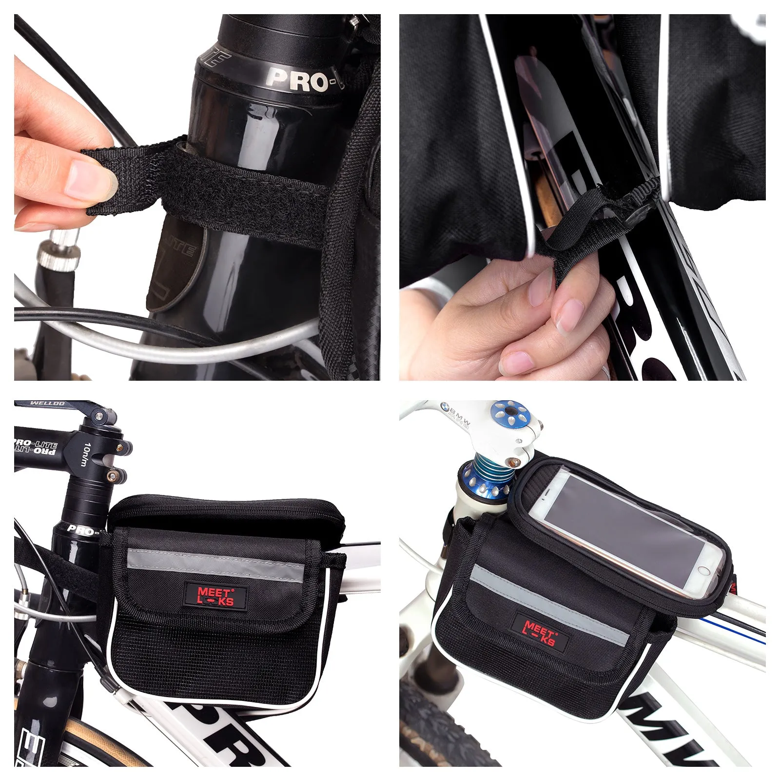 MEETLOCKS Bike bags Cycling Panniers Front Tube Bag Phone Screen 5.7",BAG0006