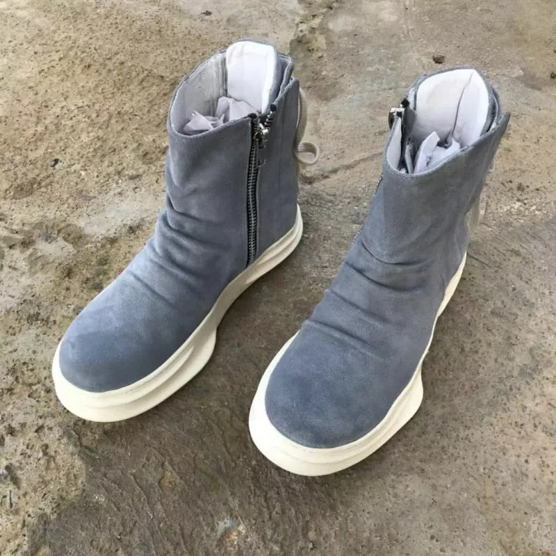 Men Cow Suede Leather Military Cargo Boots Plus Size