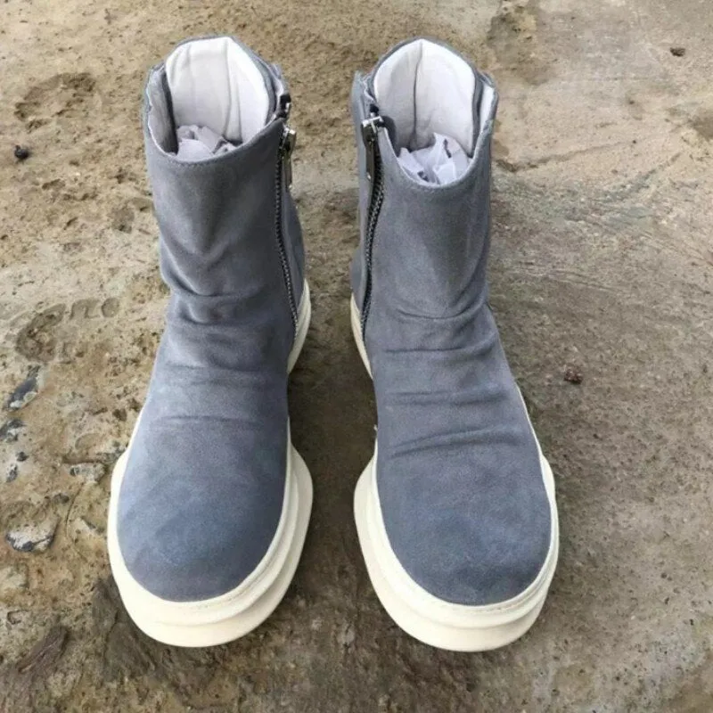 Men Cow Suede Leather Military Cargo Boots Plus Size