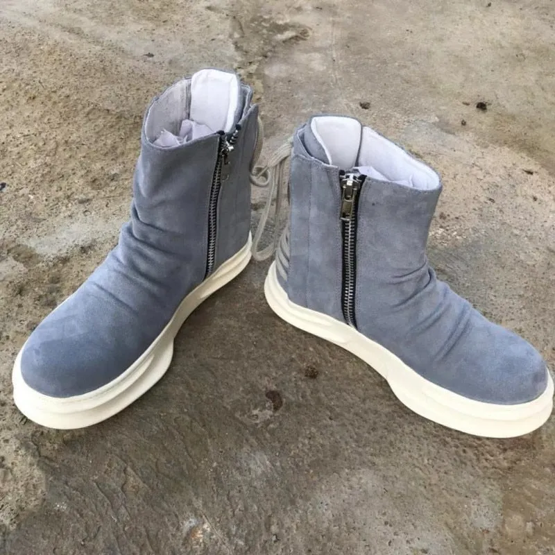 Men Cow Suede Leather Military Cargo Boots Plus Size
