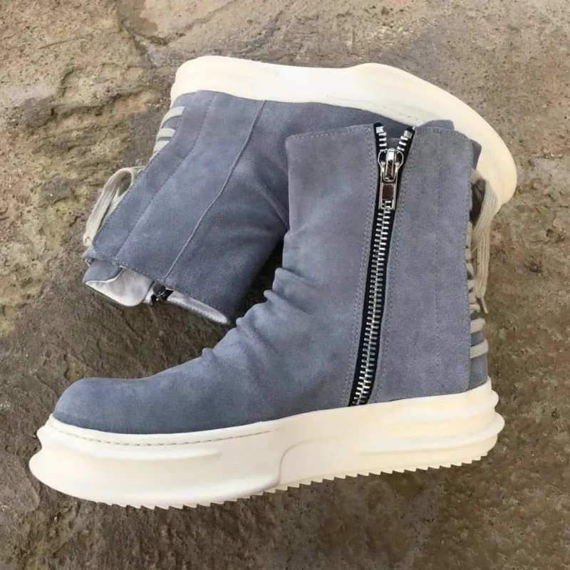 Men Cow Suede Leather Military Cargo Boots Plus Size