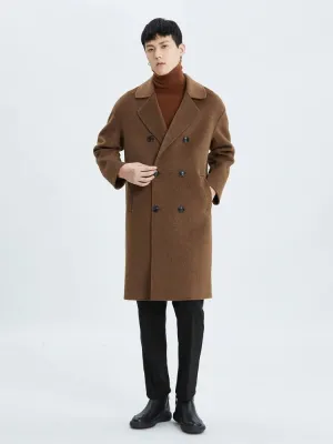 Men's Korean-Style Medium-Length Cashmere Coat: Double-Faced Wool Elegance