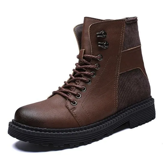 Men's Patchwork Leather Martin Boots