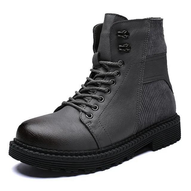 Men's Patchwork Leather Martin Boots