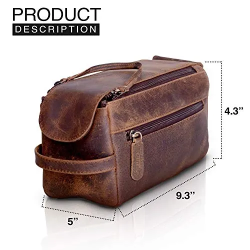Men's Premium Buffalo Leather Unisex Toiletry Bag