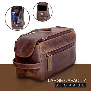 Men's Premium Buffalo Leather Unisex Toiletry Bag