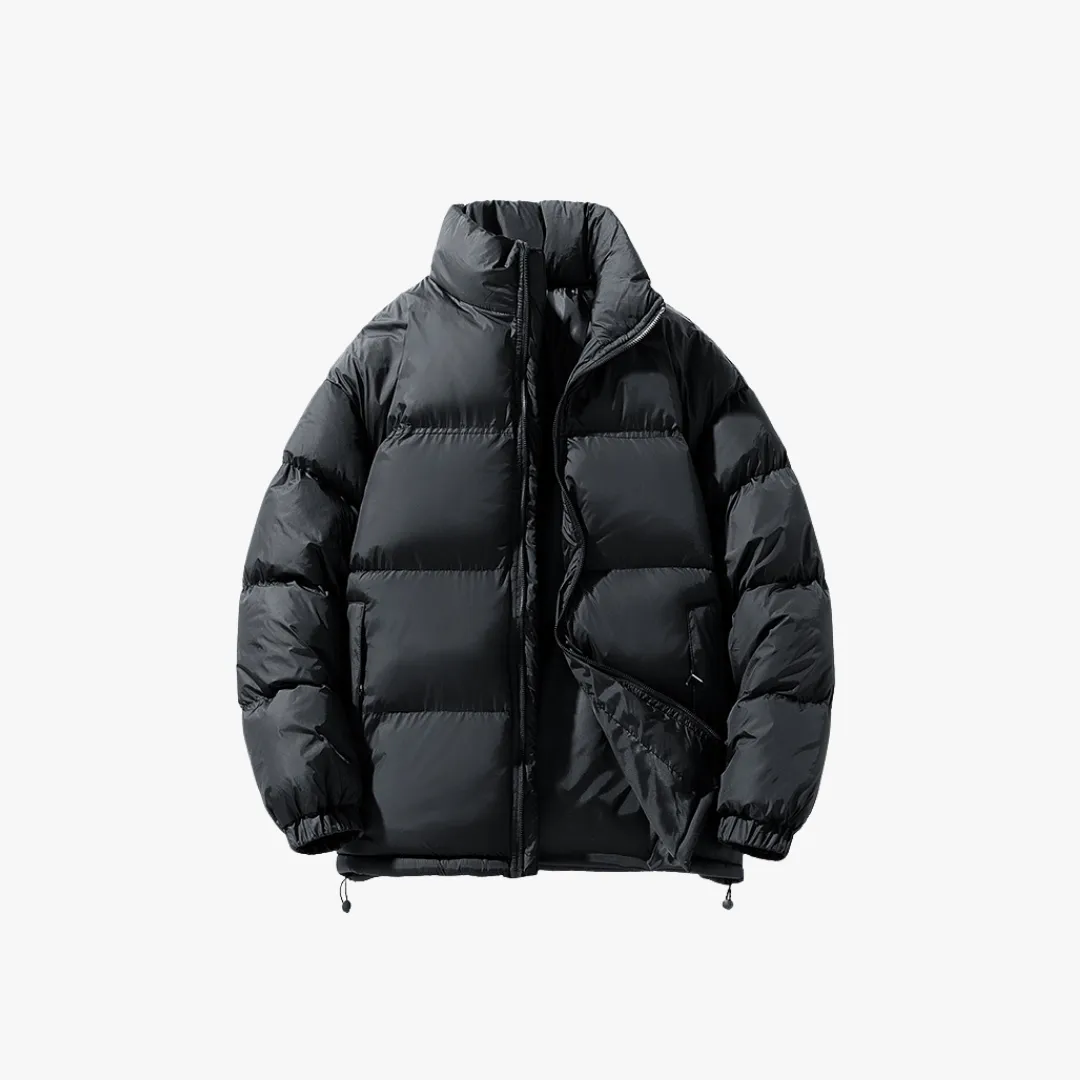 Men's Puffer Jacket - Bold Colorblock Design, Quilted Insulation