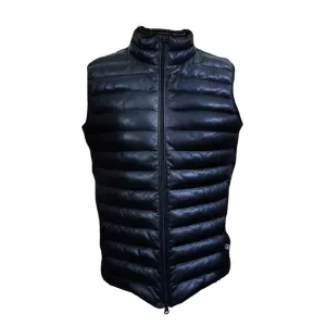 Men's Sleeveless Puffer Jacket Biker Style Premium Quality Black Leather Jacket - ELM46