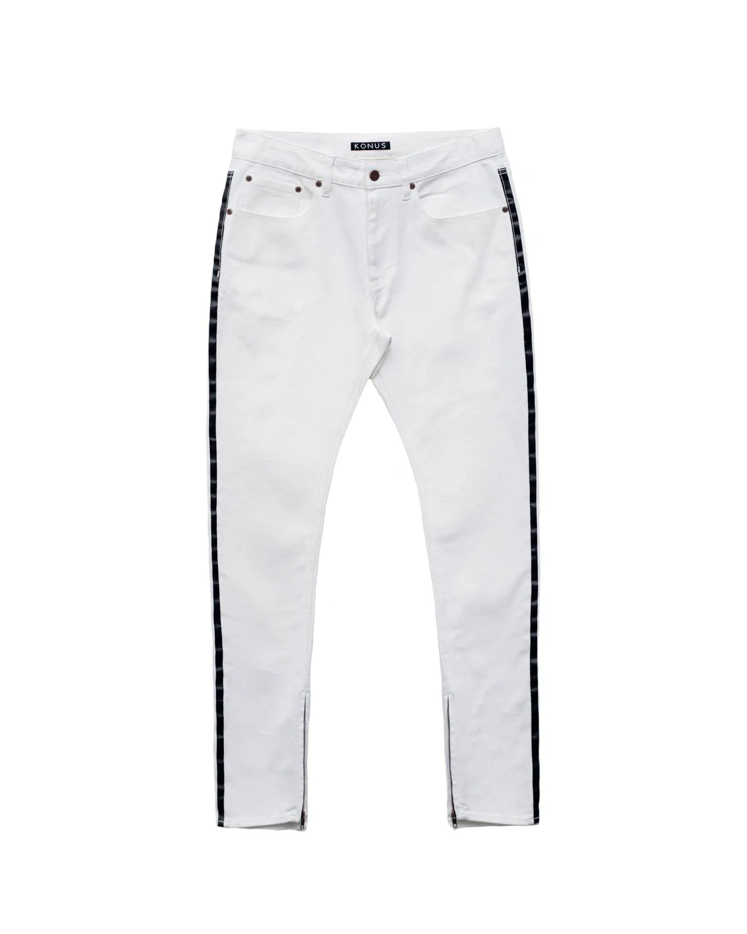 Men's Track Zip Skinny Fit Denim in White