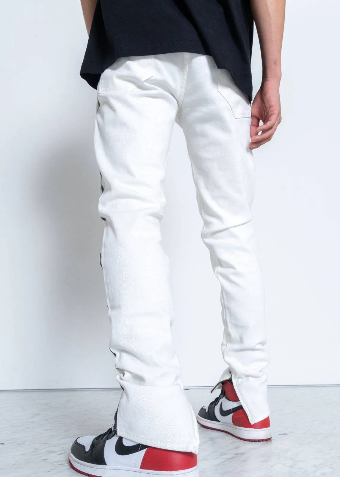 Men's Track Zip Skinny Fit Denim in White