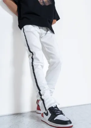 Men's Track Zip Skinny Fit Denim in White