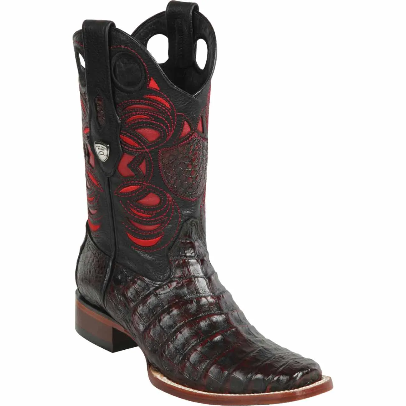 Men's Wild West Caiman Belly Skin Rodeo Toe Boots 281882